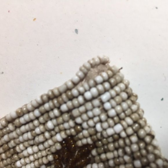 Floral Hand Beaded Wallet Change Purse Browns Black 4.75"x4" - Picture 7 of 7